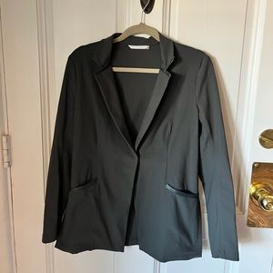 Elaine Kim nylon blazer with leather trim